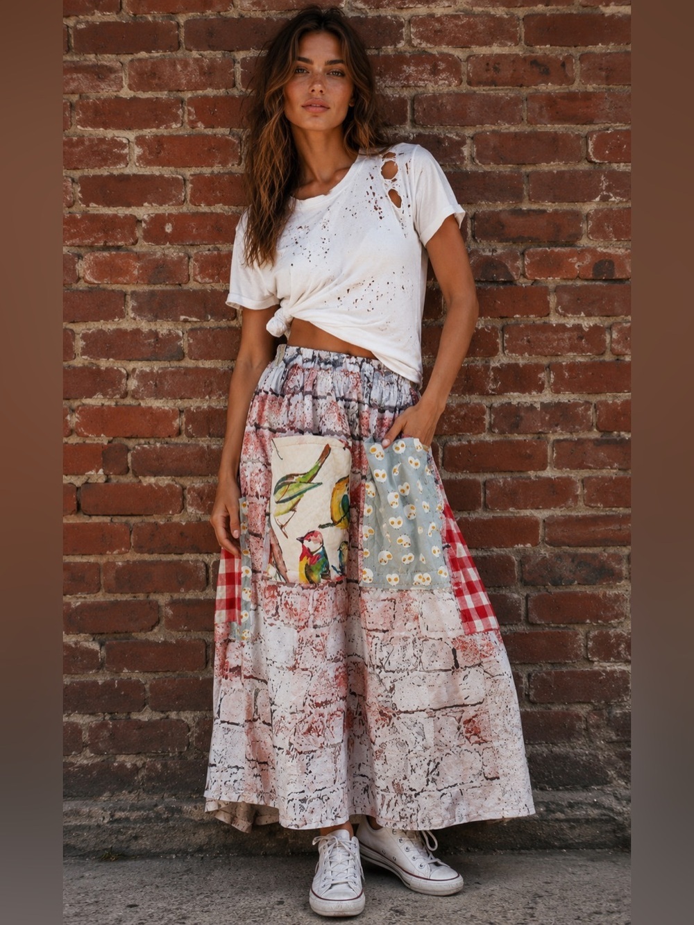 Distressed brick garden skirt